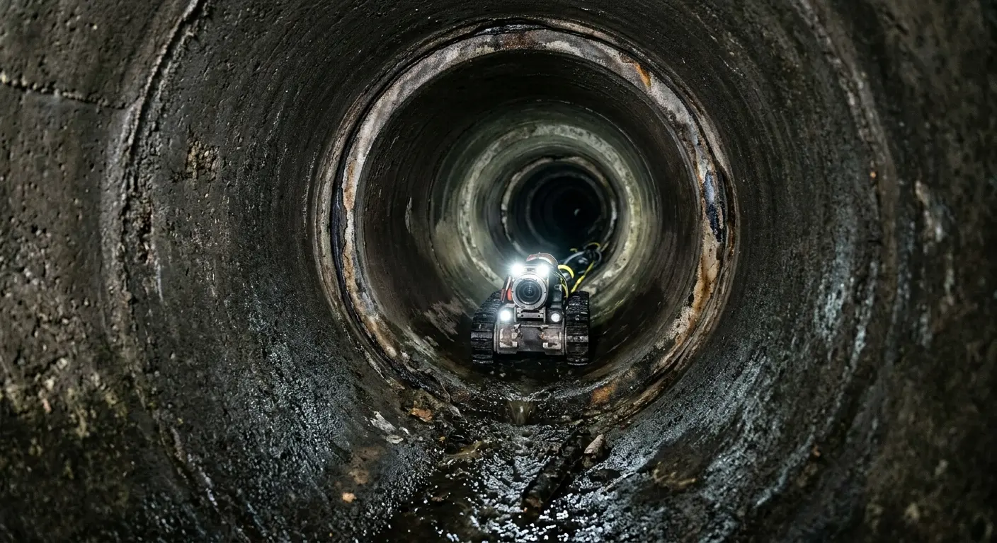 Robotic sewer camera inspecting pipe interior for Sewer Line Repair in Jefferson Hills